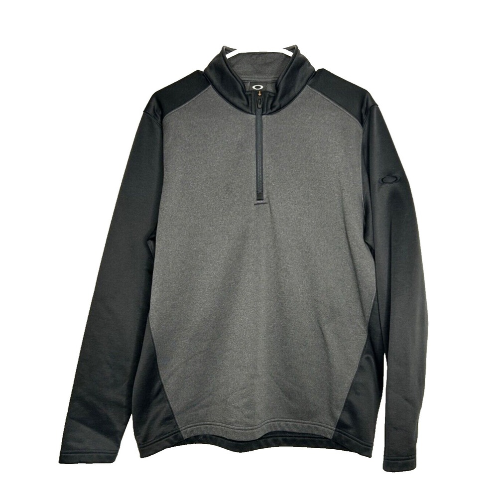 Oakley Men Size M Regular Fit Black Gray 1/4 Zip Polyester Pullover